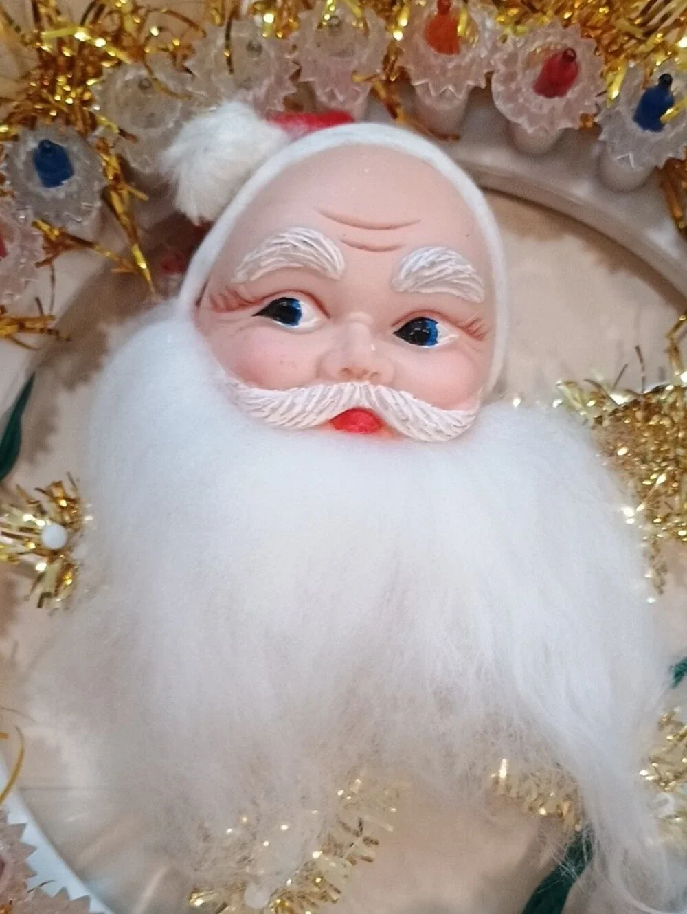 Vintage Santa Plaque Multicolor Holiday Light Decoration